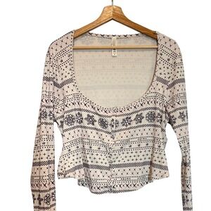 Skims Plus Size Pajama Top 4X Fair Isle Print